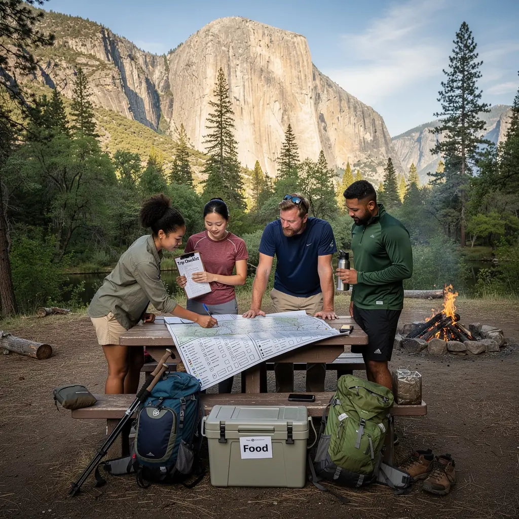 Turysta obserwujący dziką przyrodę z lornetką, siedząc na ławce w parku.