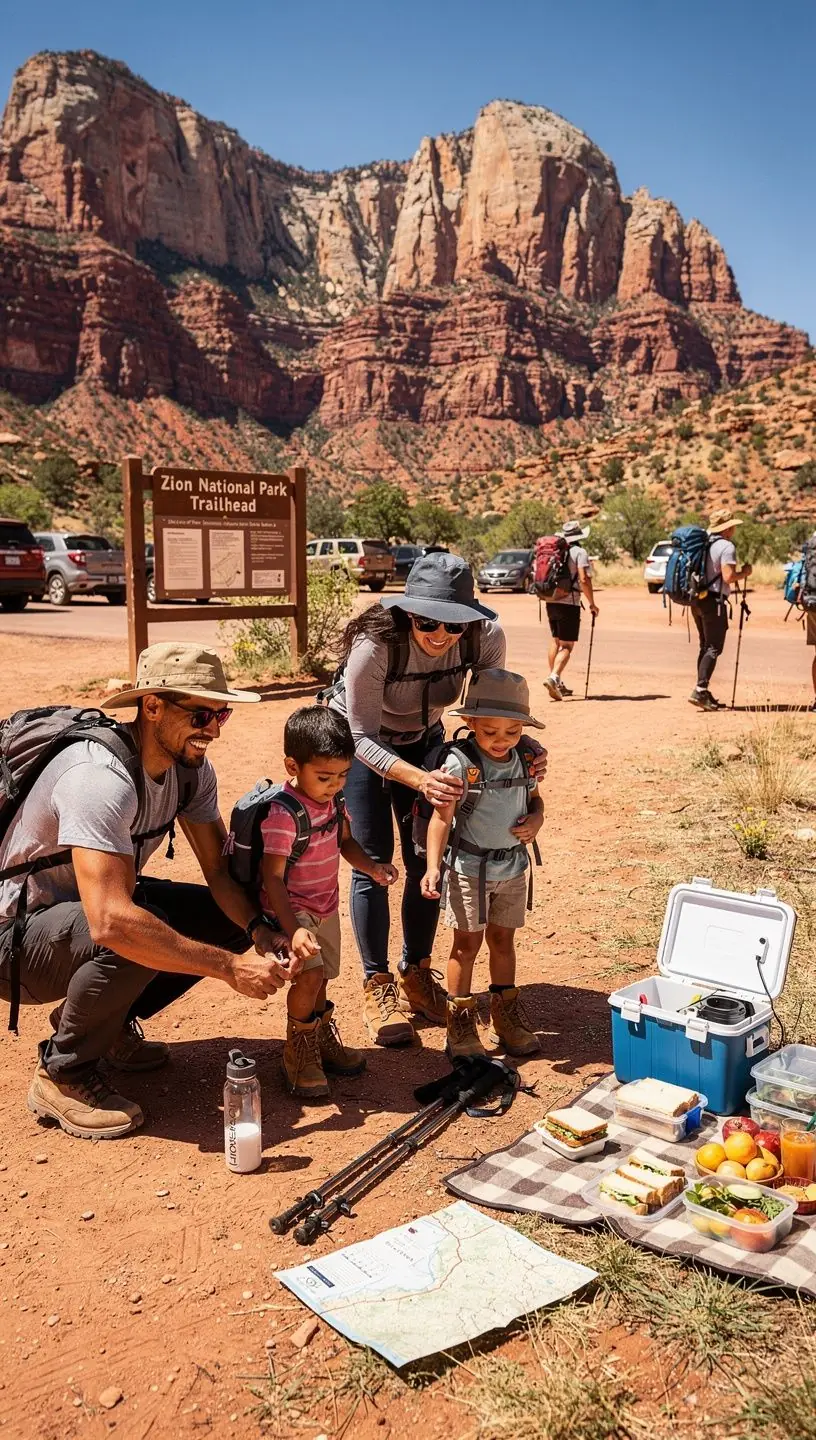 Widok na malowniczy park narodowy z górami w tle.
